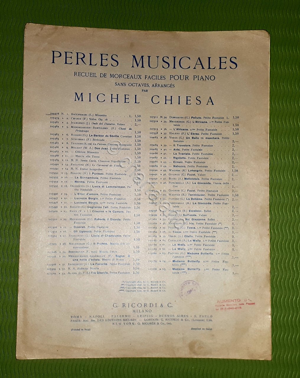 Spartito - Perles Musicales - Pianoforte - Michel Chiesa - …