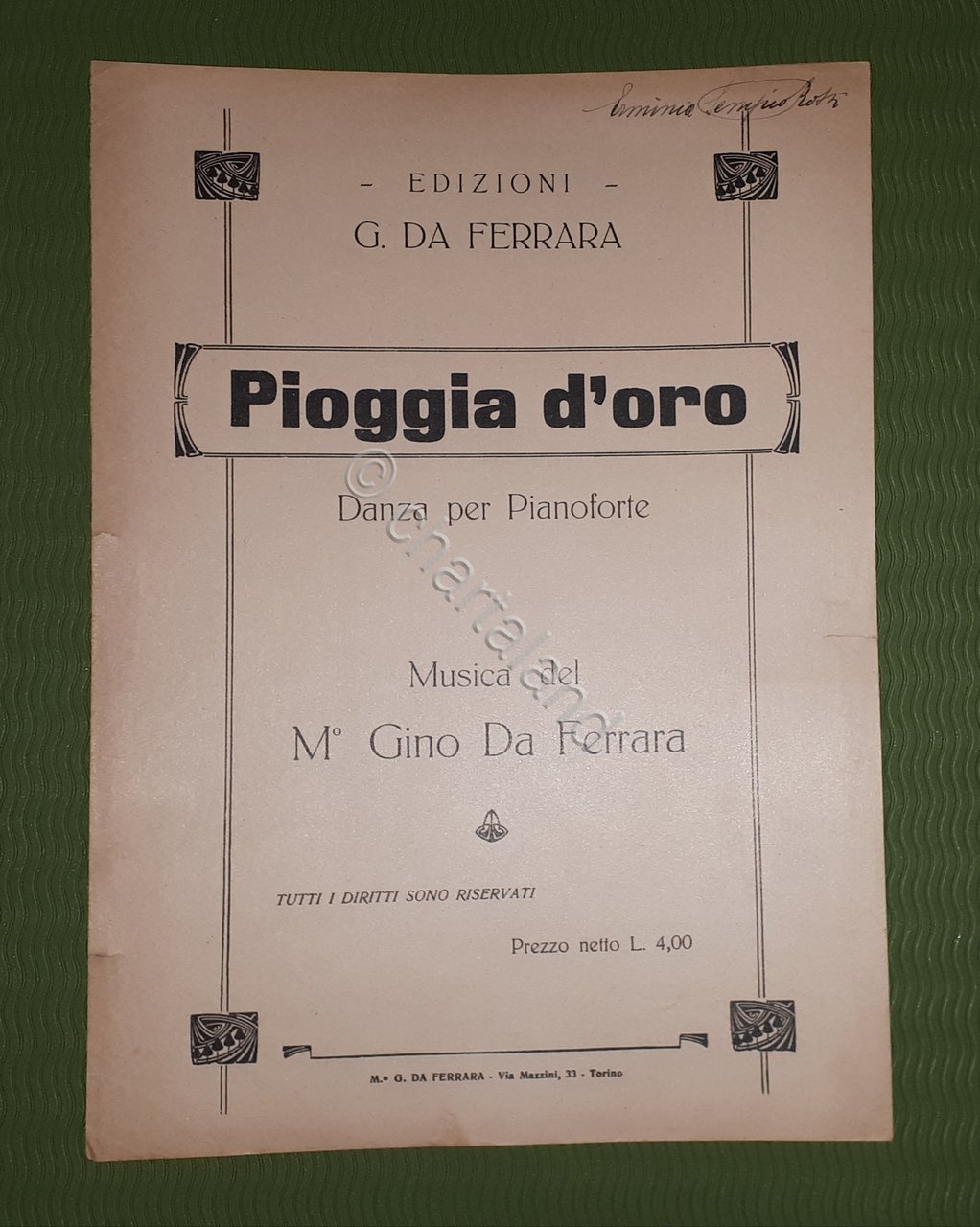 Spartito - Pioggia d'Oro - Danza per Pianoforte - M^ …