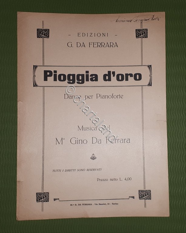 Spartito - Pioggia d'Oro - Danza per Pianoforte - M^ …