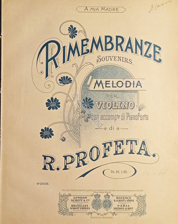 Spartito - Rimembranze - Melodia per Violino e Pianoforte di …