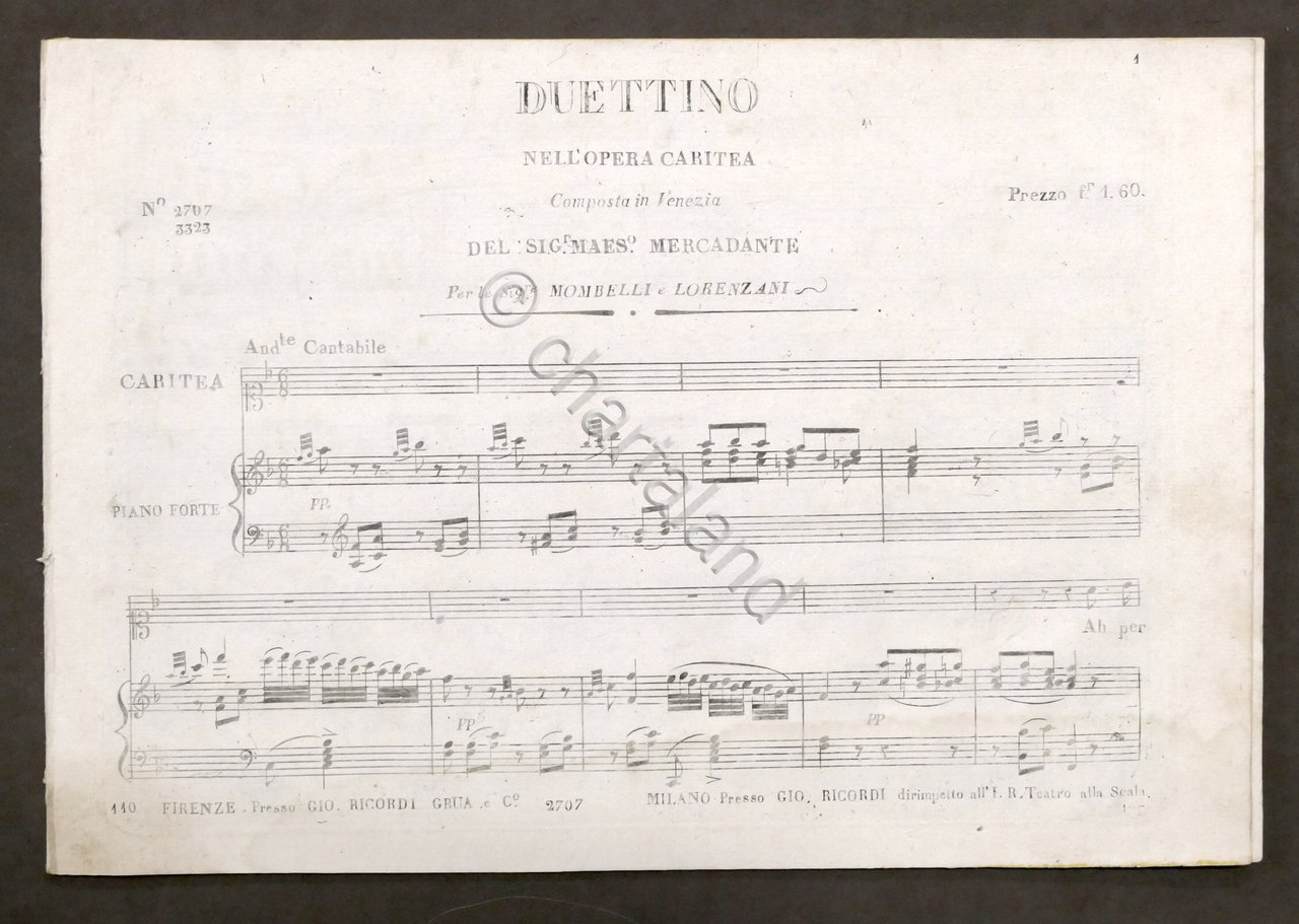 Spartito - S. Mercadante - Duettino Opera Caritea - Canto … | Immagine principale