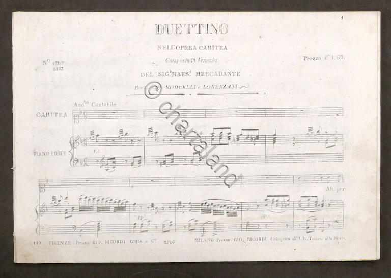 Spartito - S. Mercadante - Duettino Opera Caritea - Canto … | Immagine Gallery 2