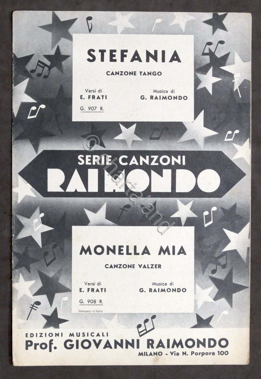 Spartito - Stefania / Monella mia - Pianoforte - ed. …