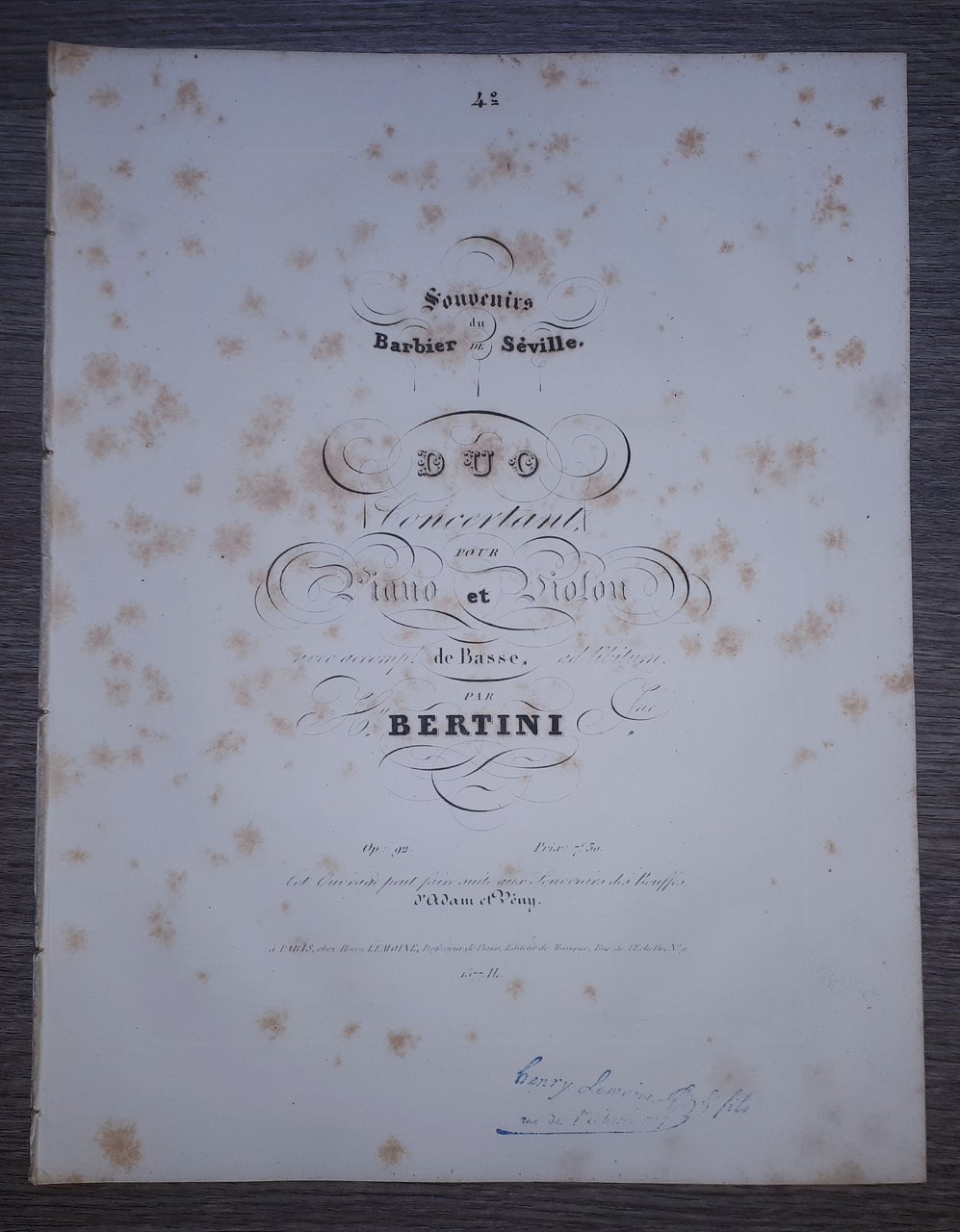 Spartito - Suovenirs du Barbier de Seville - Duo Concertant …