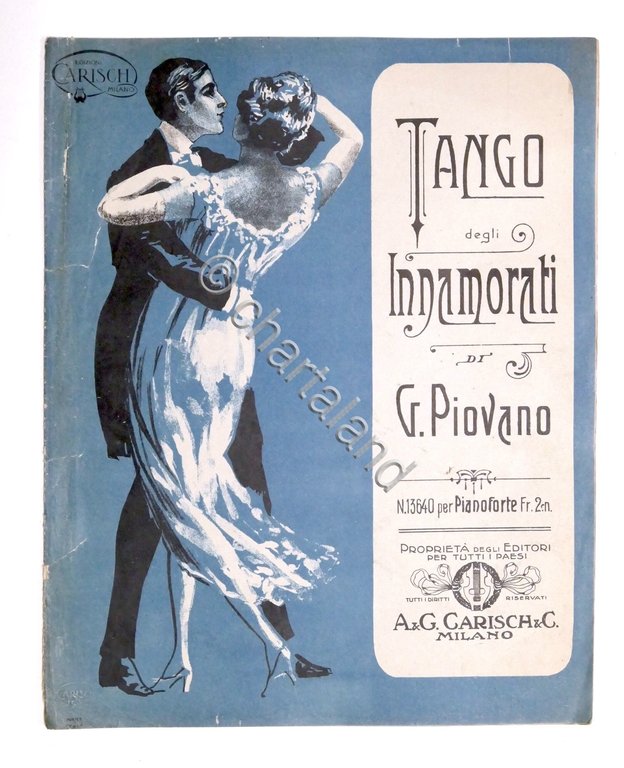 Spartito - Tango degli innamorati - Pianoforte - ed. 1919 …