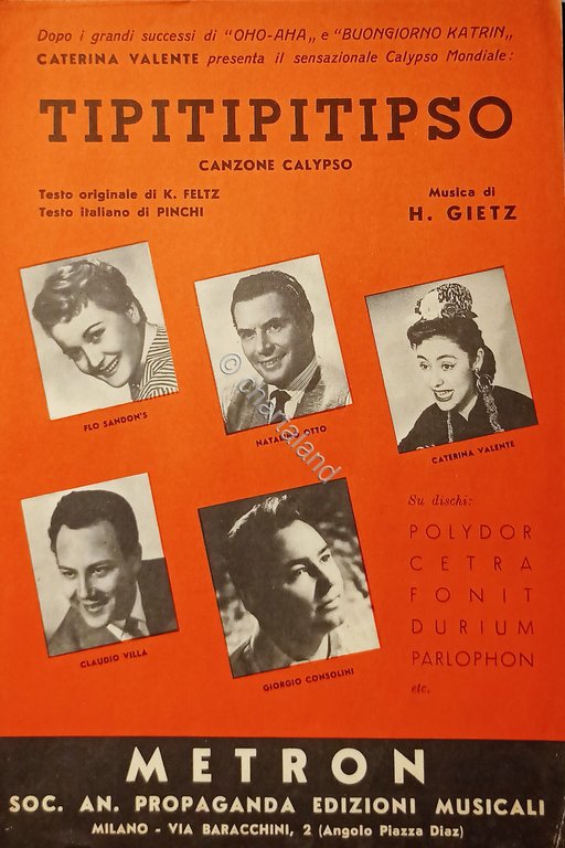Spartito - Tipitipitipso - Canzone Calypso di H. Gietz - …