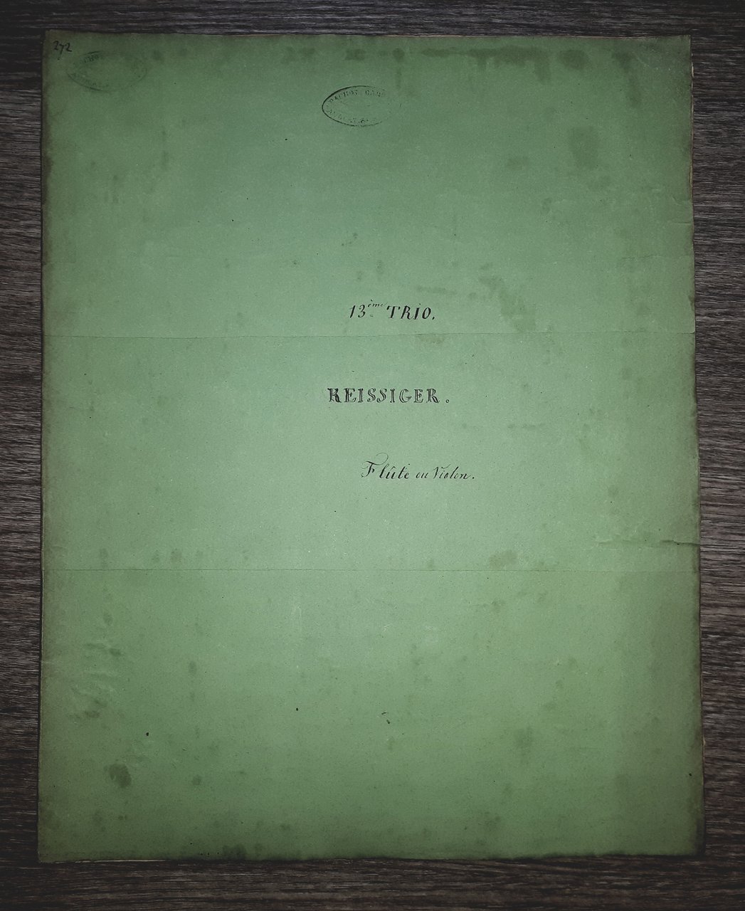 Spartito - Trio pour Piano, Flute et Violoncelle - Reissiger …