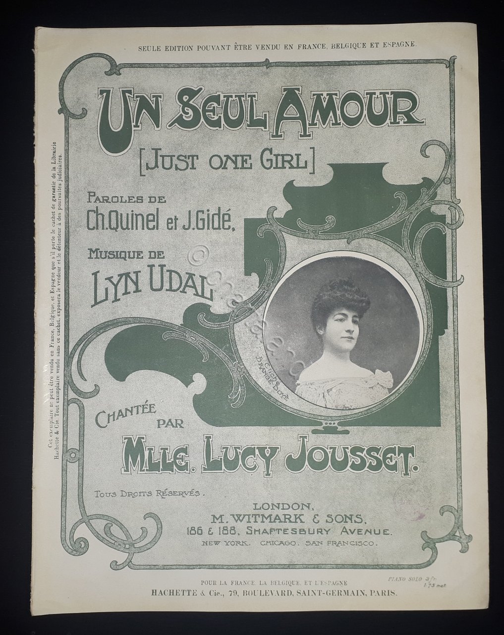 Spartito - Un Seul Amour - Valse Boston sur Celebre …