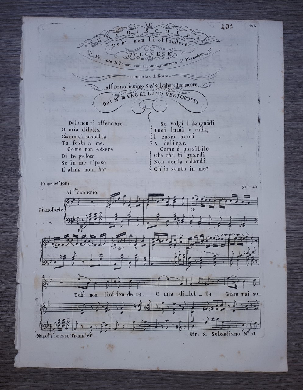 Spartito - Una Discolpa - Deh! Non ti offendere - …