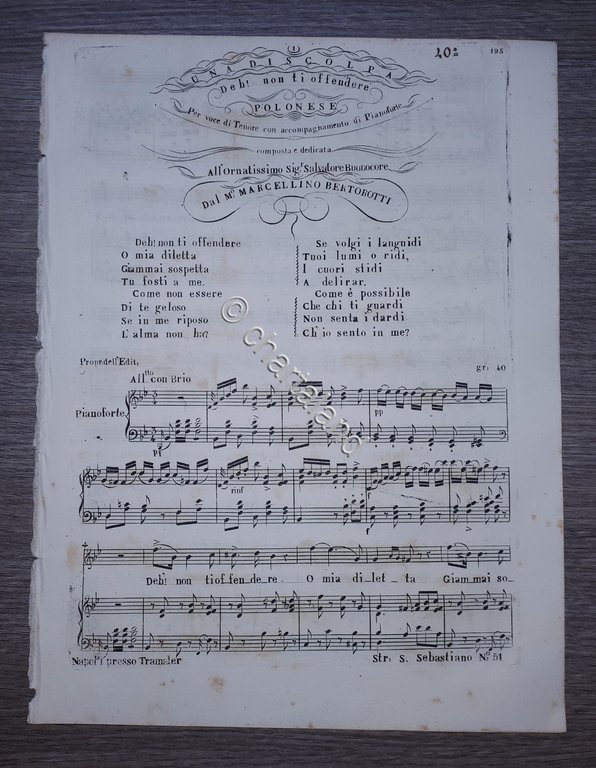 Spartito - Una Discolpa - Deh! Non ti offendere - …