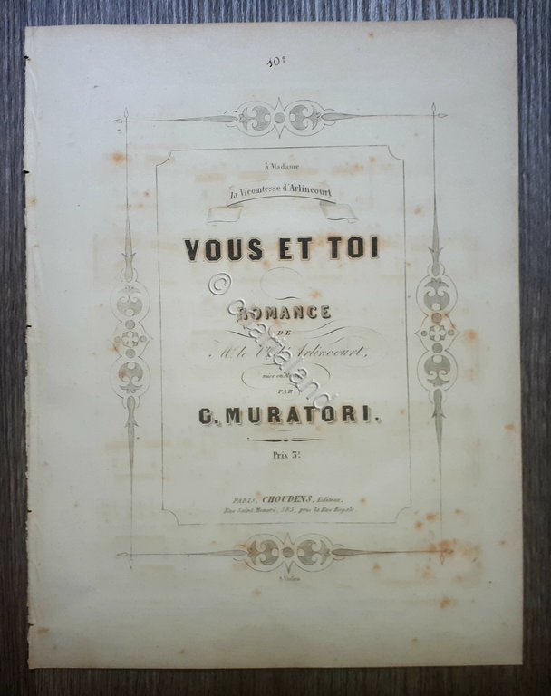 Spartito - Vous et Toi - Romance par G. Muratori …