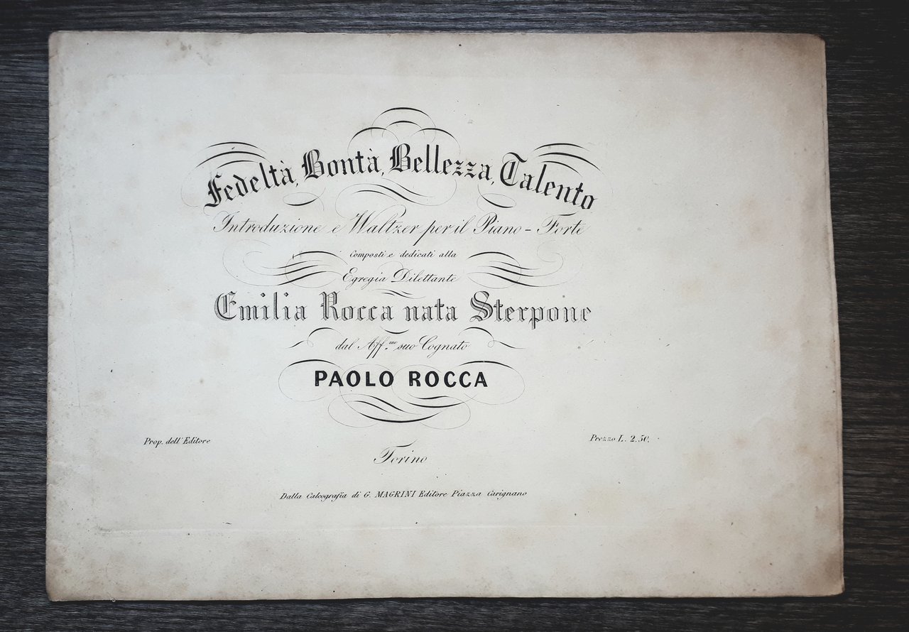 Spartito Fedeltà, Bontà, Bellezza, Talento - Pianoforte - Paolo Rocca …