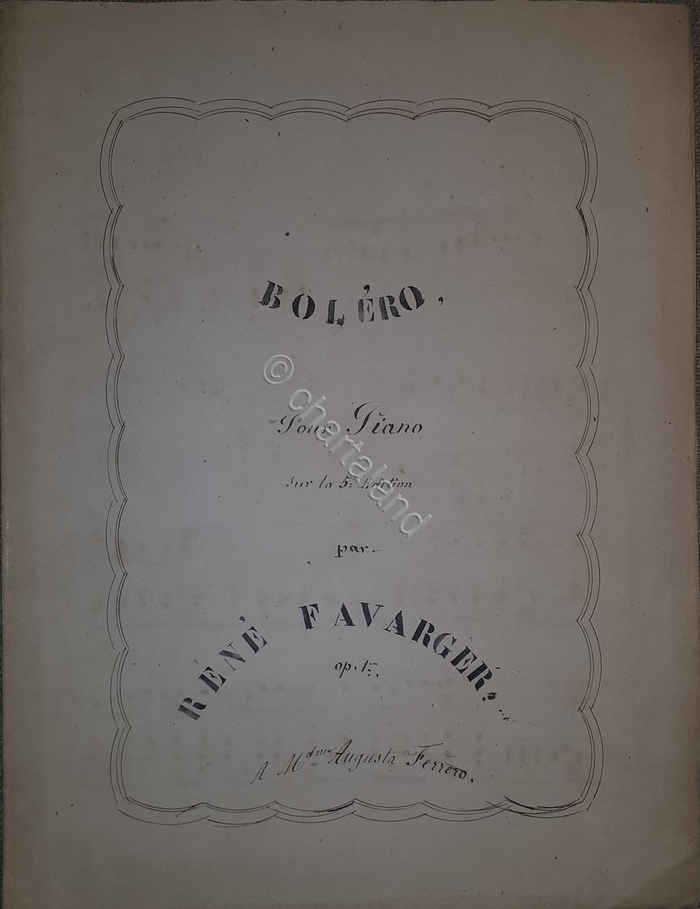 Spartito Manoscritto - Bolero pour Piano par R. Favarger - … | Immagine principale