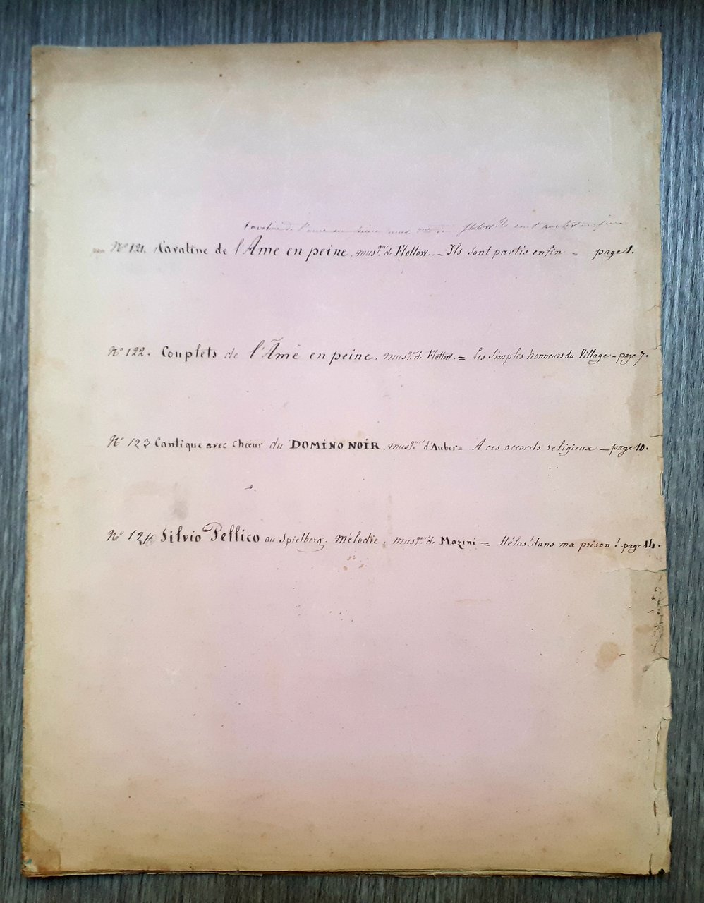 Spartito manoscritto - Cavantine e Cuoplets di Flottow - Ame …