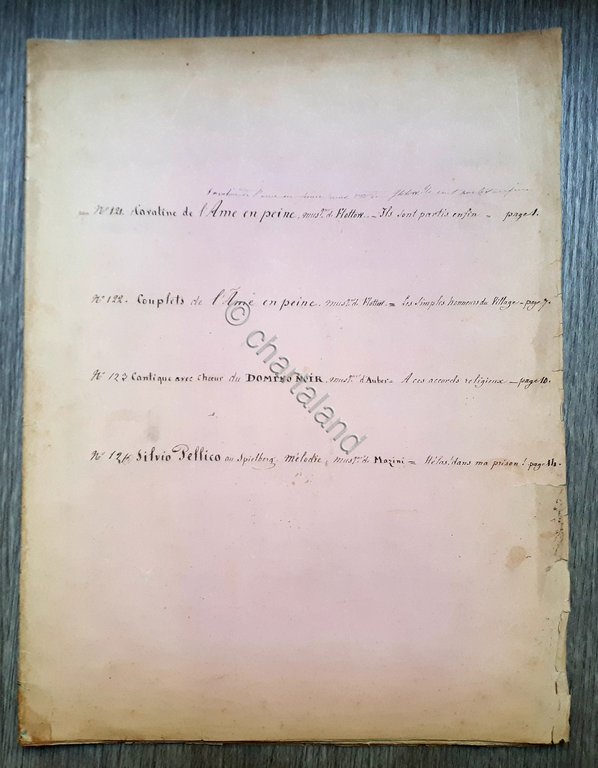 Spartito manoscritto - Cavantine e Cuoplets di Flottow - Ame …