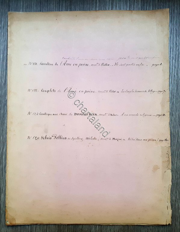 Spartito manoscritto - Cavantine e Cuoplets di Flottow - Ame …