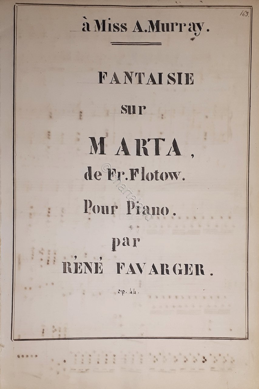 Spartito Manoscritto - Fantaisie sur Marta de Fr. Flotow Piano … | Immagine principale