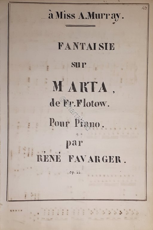Spartito Manoscritto - Fantaisie sur Marta de Fr. Flotow Piano … | Immagine Gallery 2