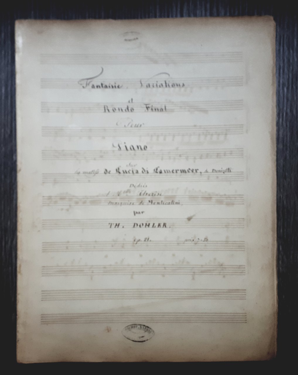 Spartito manoscritto - Fantaisie, Variations et Rondo Final - Piano …