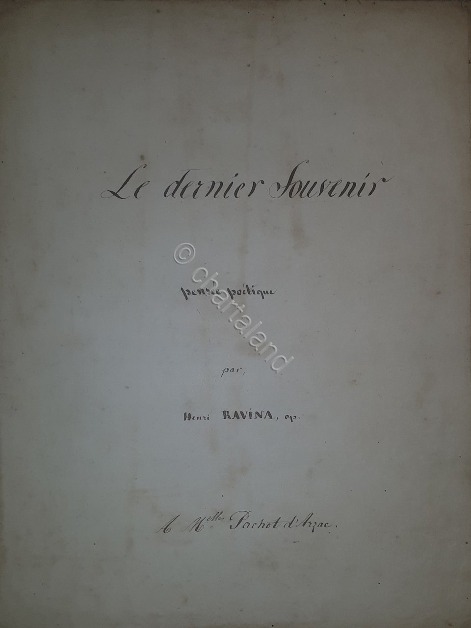 Spartito Manoscritto - Le Dernier Souvenir pour Piano par H. … | Immagine principale