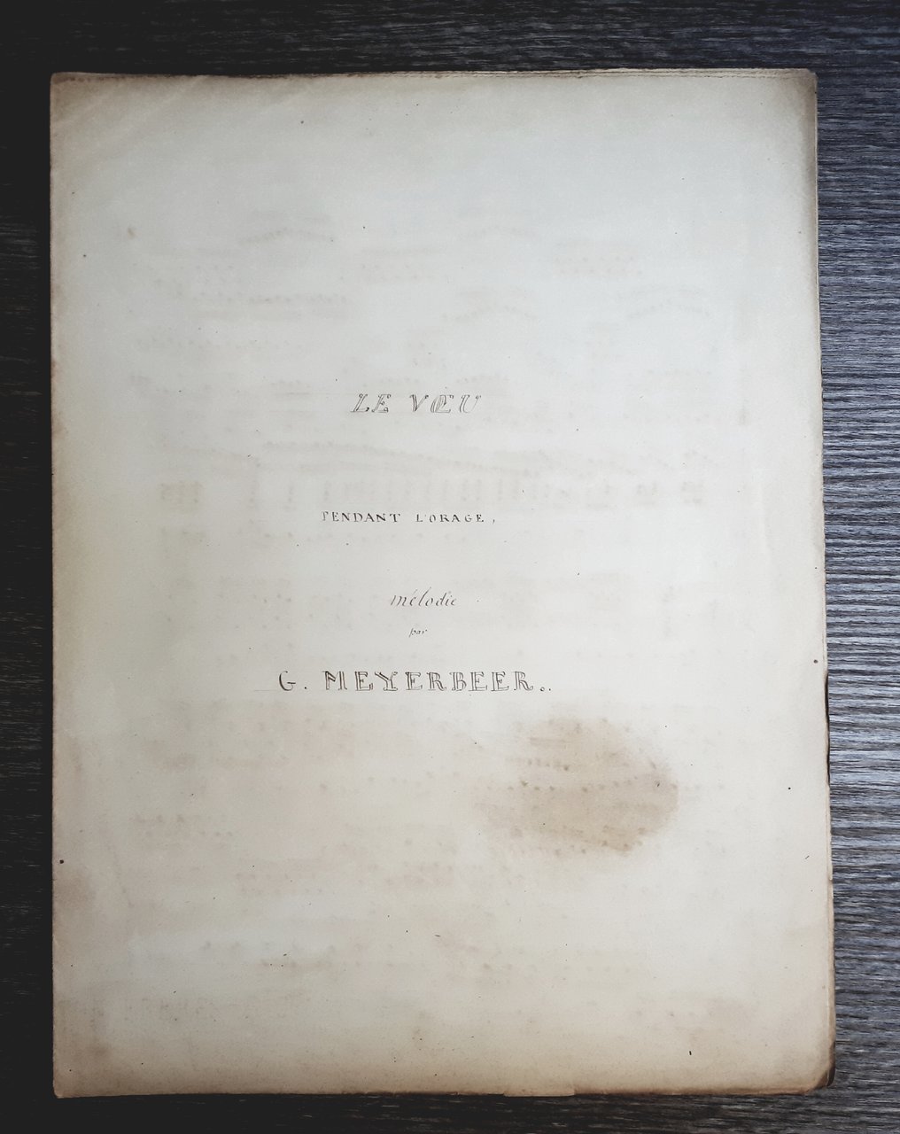Spartito manoscritto - Le Voeu pendant l'orage - Melodie par …