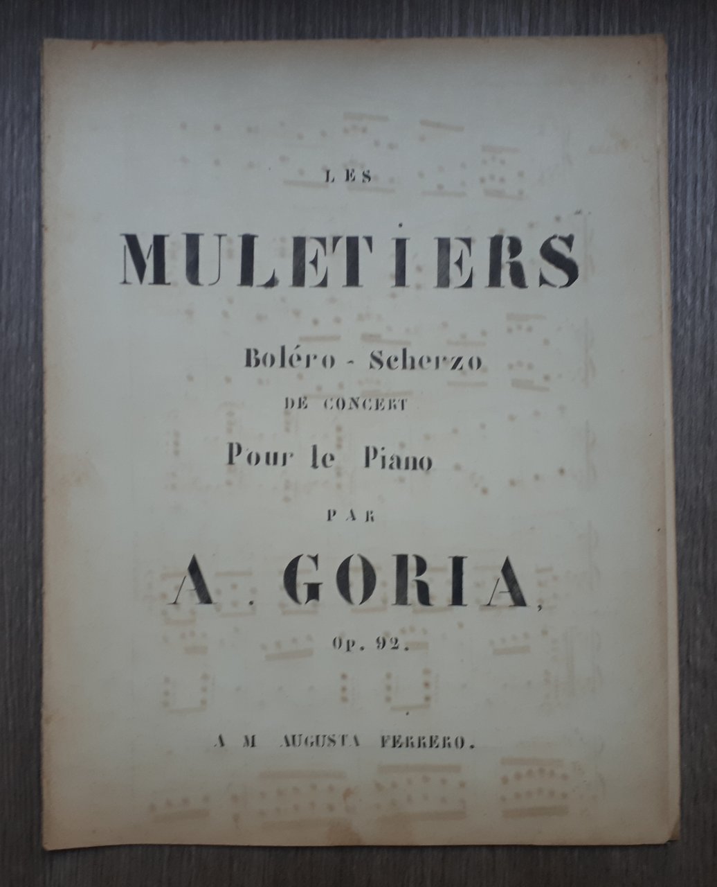 Spartito manoscritto - Les Muletiers - Bolero Scherzo pour Piano …