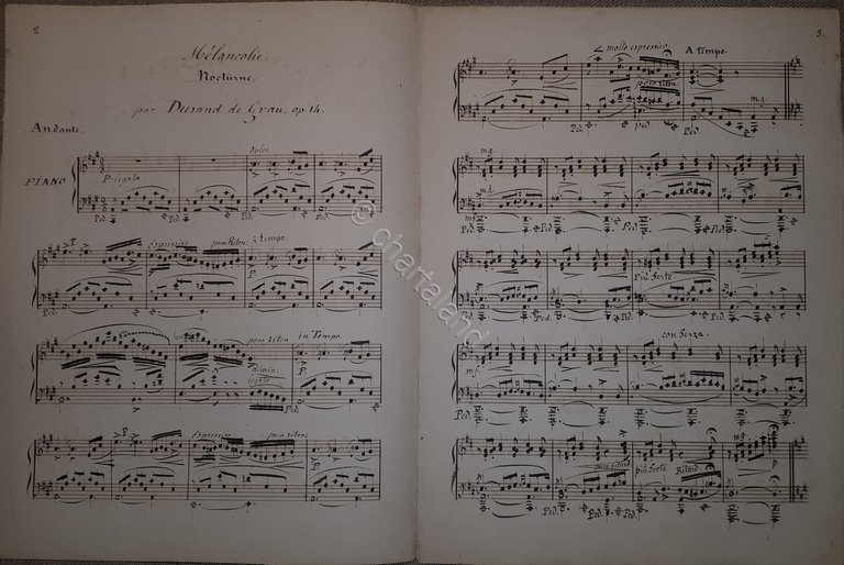 Spartito Manoscritto - Melanconia - Nocturne pour Piano par D. …