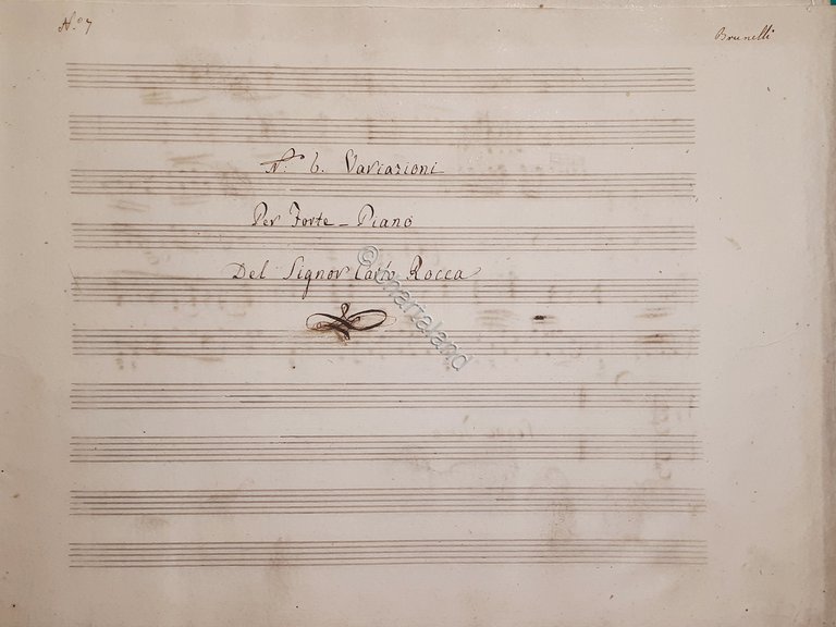 Spartito Manoscritto - Variazioni Pianoforte del Signor Carlo Rocca secolo … | Immagine Gallery 2