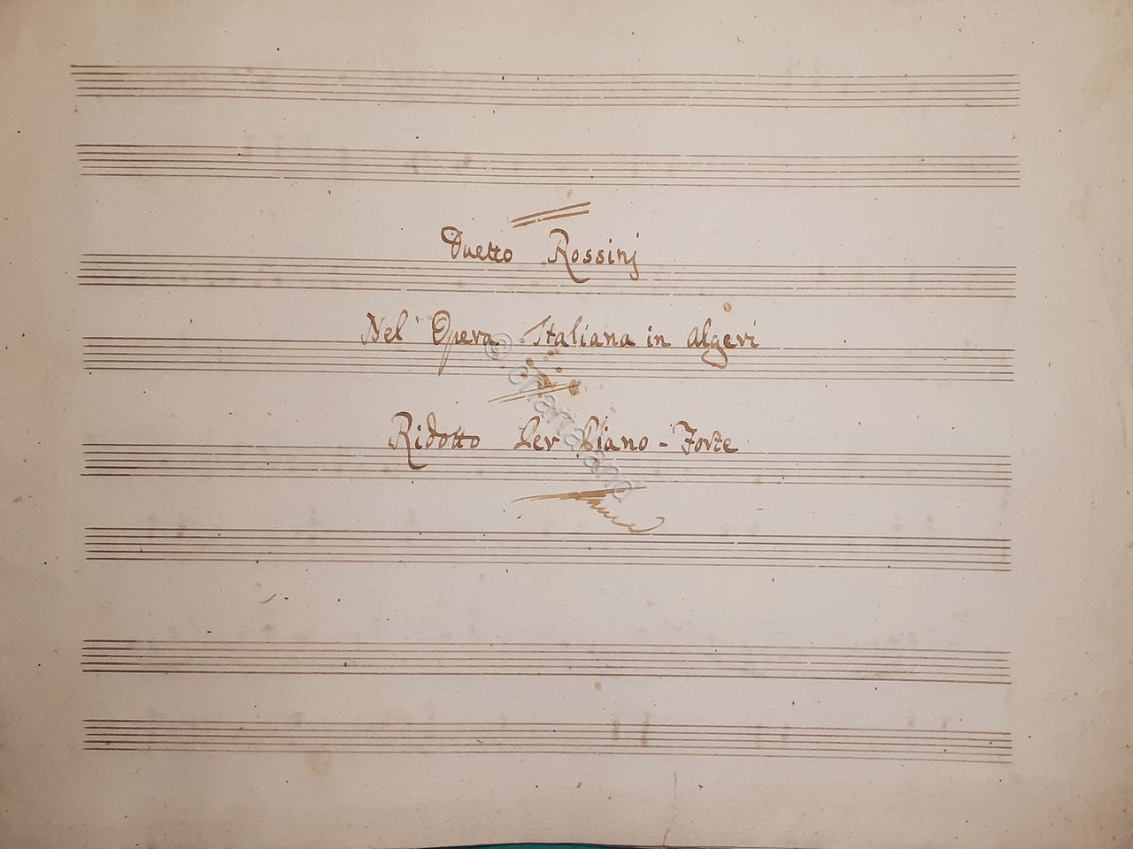 Spartito Manoscritto Duetto Rossini Opera Italiana Algeri per Piano secolo … | Immagine principale