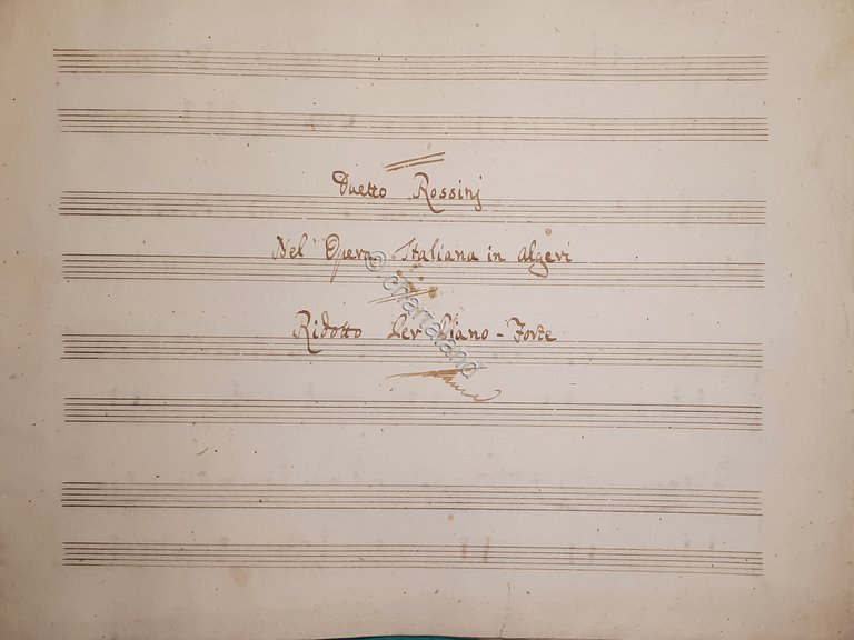 Spartito Manoscritto Duetto Rossini Opera Italiana Algeri per Piano secolo … | Immagine Gallery 2
