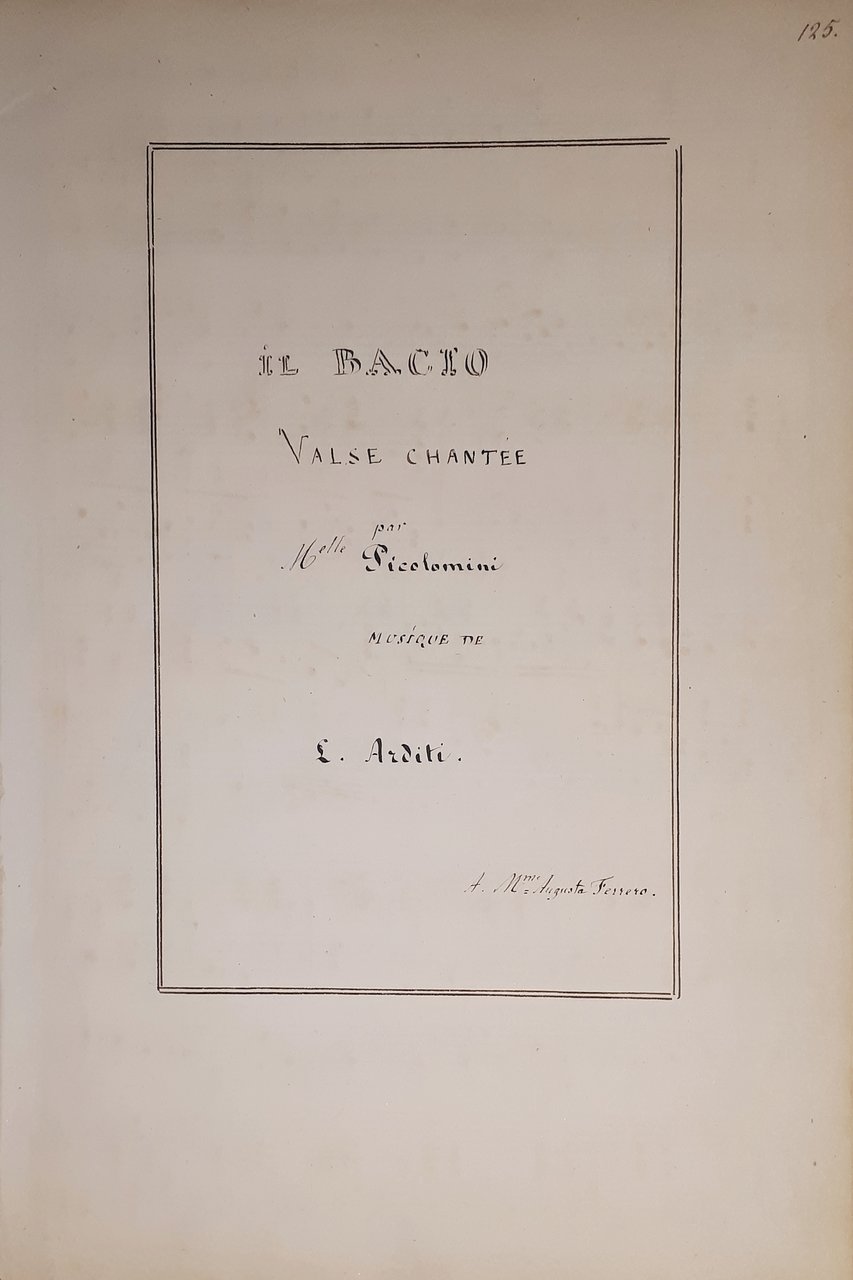 Spartito Manoscritto Il Bacio Valse chantée par Piccolomini - Musica …