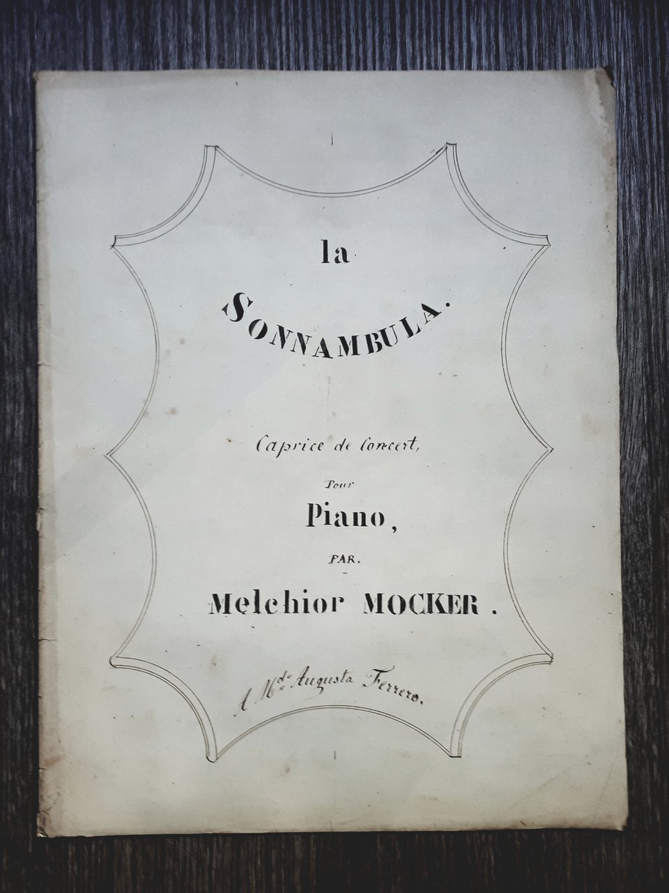 Spartito manoscritto La Sonnambula - Caprice de Concert - Melchior …