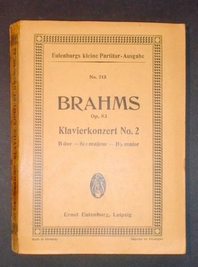 Spartito Partitura - Eulenburgs kleine partitur - Brahms Klavierkonzert No. …