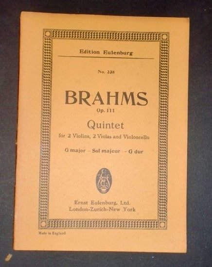 Spartito Partitura - Eulenburgs kleine partitur - Brahms Quintet