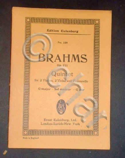 Spartito Partitura - Eulenburgs kleine partitur - Brahms Quintet