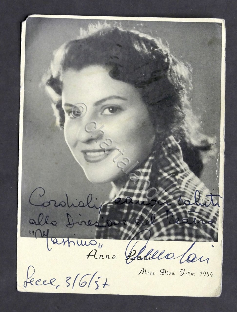 Spettacolo - Autografo Anna Lari Miss Diva Film - 1957