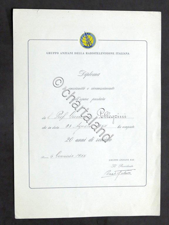 Spettacolo Televisione - Diploma di anzianità RAI - 20 anni …