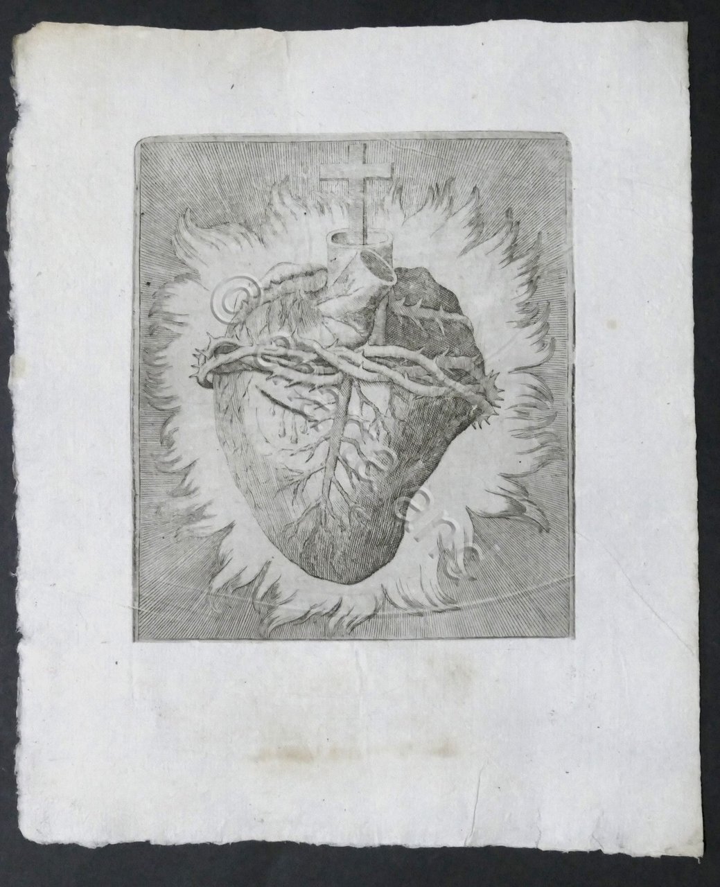 Stampa antica religione: Sacro Cuore di Gesù - XVIII Secolo