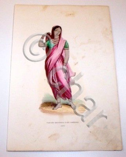 Stampa Costumi Asia Fanciulla d'alta condizione - 1858