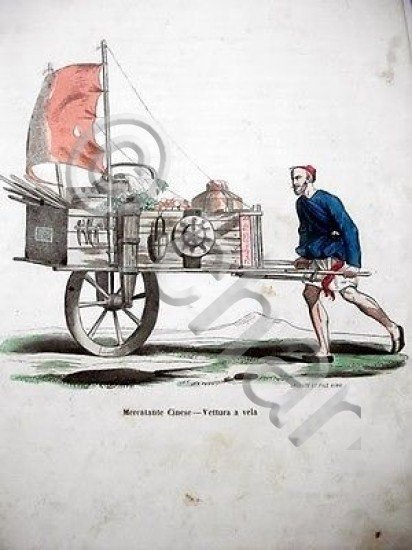 Stampa Costumi Cina Mercante Cinese Vettura vela 1858