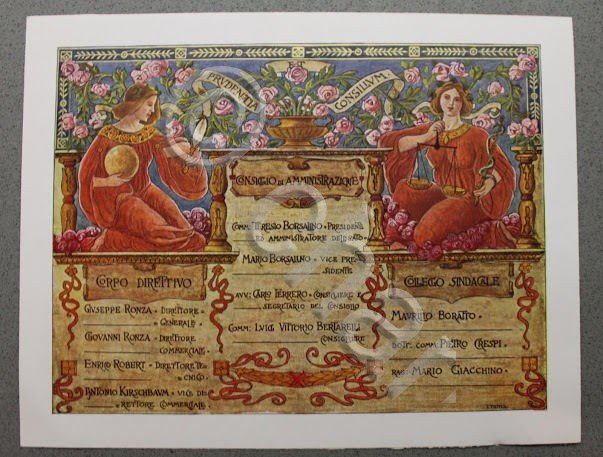 Stampa cromolitografia - azienda cappelli Borsalino Alessandria 1910 Direzione