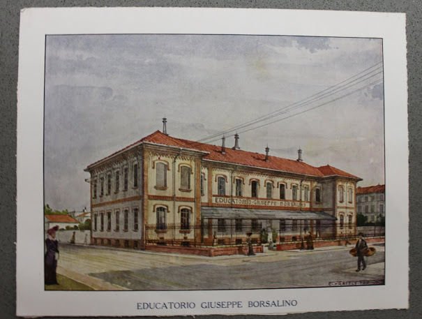 Stampa cromolitografia - azienda cappelli Borsalino Alessandria 1910 Educatorio