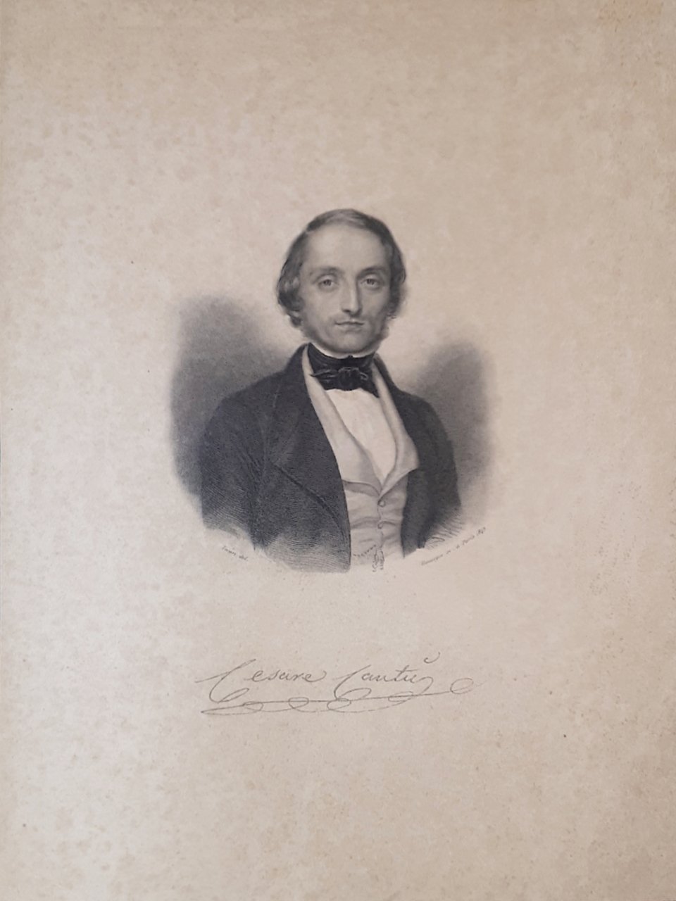 Stampa d'epoca - Cesare Cantù - Storico - Secolo XVIII