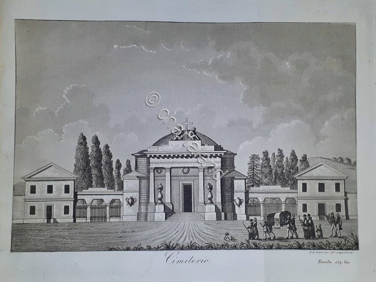 Stampa d'epoca - Cimiterio - Torino - Secolo XIX