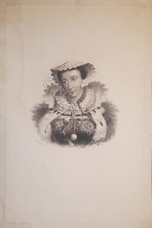 Stampa d'epoca - Ritratto di Signora - Secolo XVIII