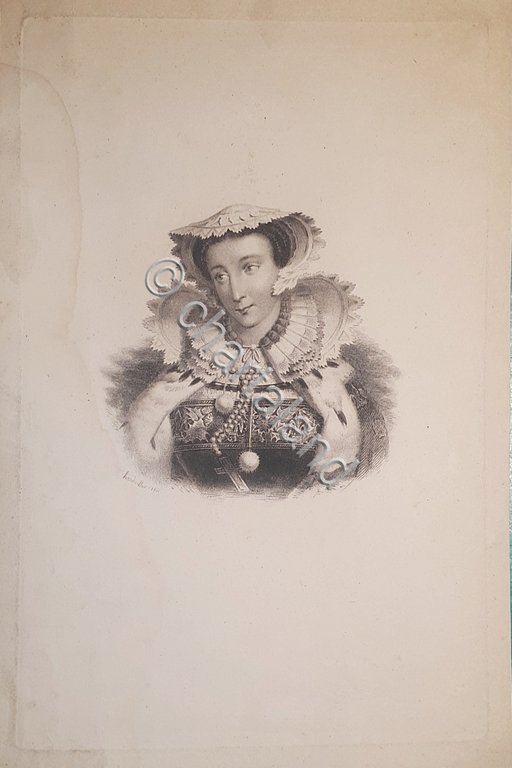 Stampa d'epoca - Ritratto di Signora - Secolo XVIII