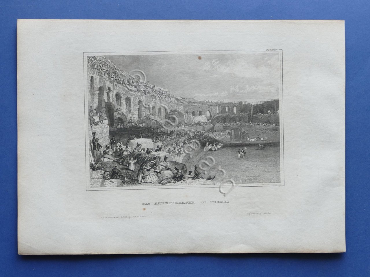 Stampa d'epoca metà '800 - Anphitheater in Nismes - Anfiteatro … | Immagine principale
