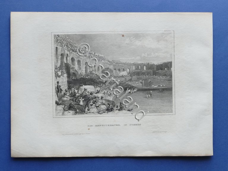 Stampa d'epoca metà '800 - Anphitheater in Nismes - Anfiteatro … | Immagine Gallery 2