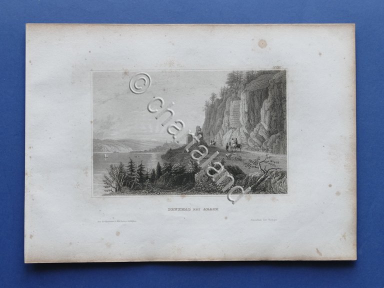 Stampa d'epoca metà '800 - Denkmal bei Abach - Monumento … | Immagine Gallery 2