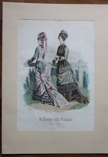 Stampa FIgurino moda abbigliamento epoca donna - Milano - 1875 … | Immagine principale